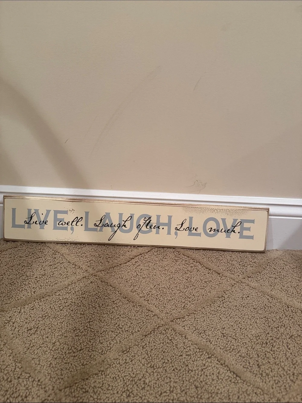 Live Laugh Love Beige & Light Blue Wall Sign